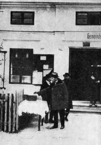 Sbírka Rudé pomoci pro pozůstalé po padlých v den pohřbu ve Vápenné