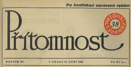 Práce cenzury na Přítomnosti č. 38 z roku 1938